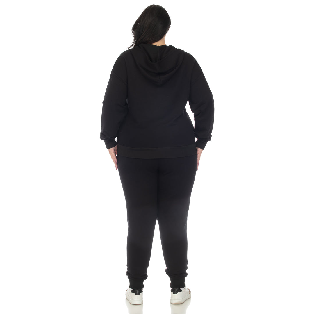 Women's Plus Size Two Piece Fleece Sweatsuit Set