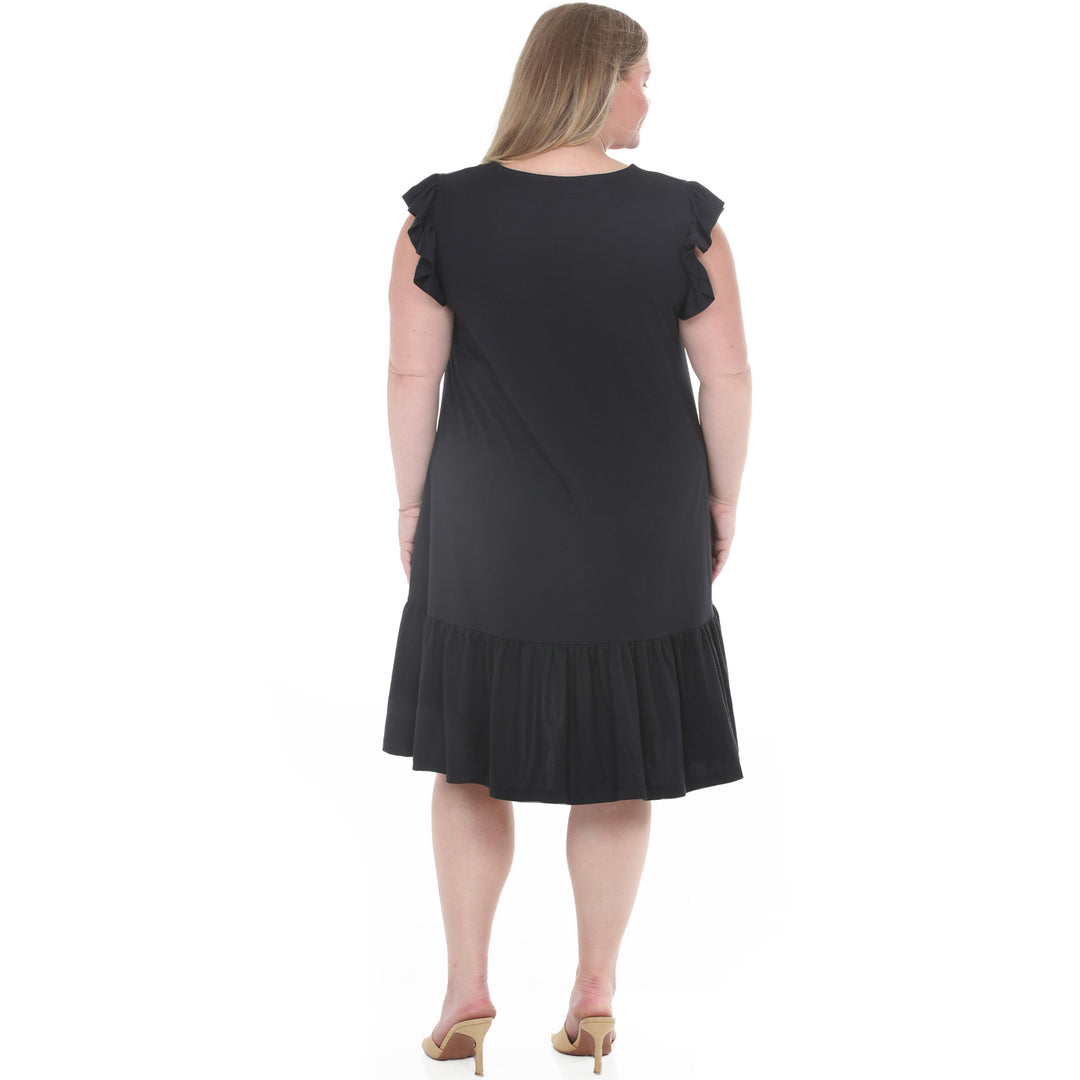 Plus Size Button Front Tiered Swing Dress