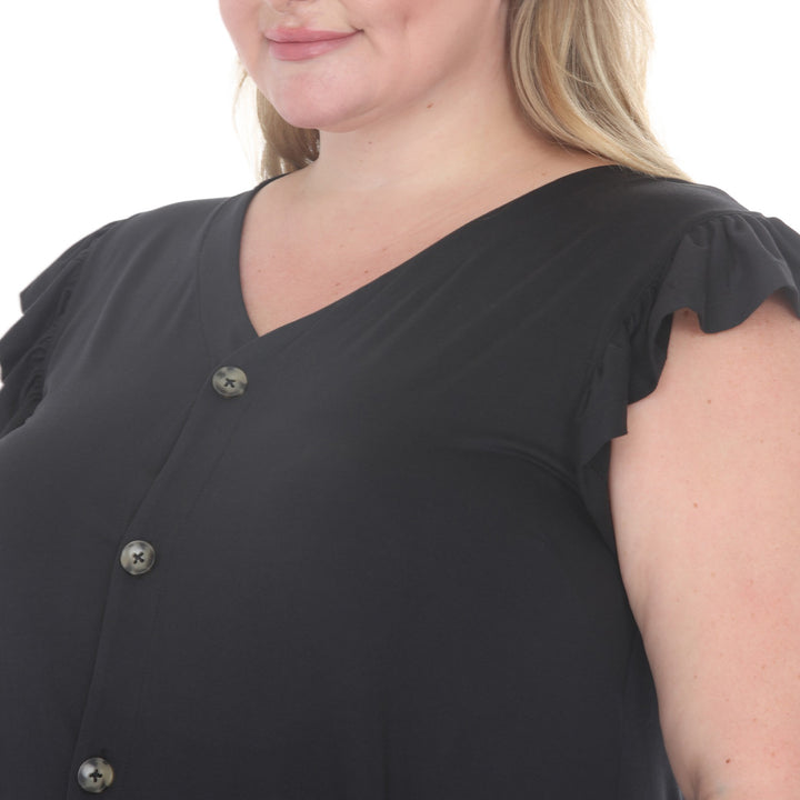 Plus Size Button Front Tiered Swing Dress