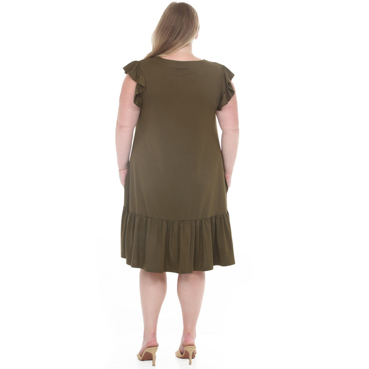 Plus Size Button Front Tiered Swing Dress