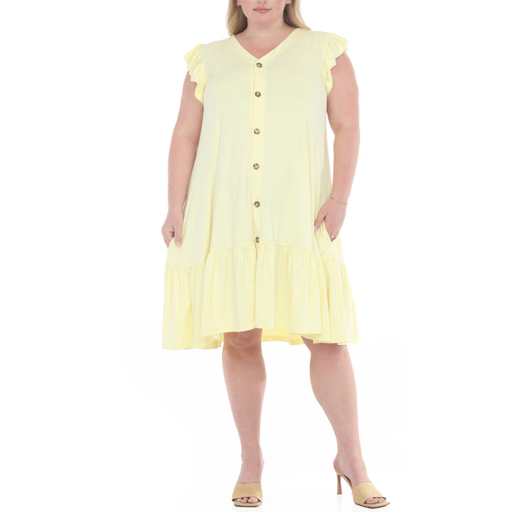 Plus Size Button Front Tiered Swing Dress