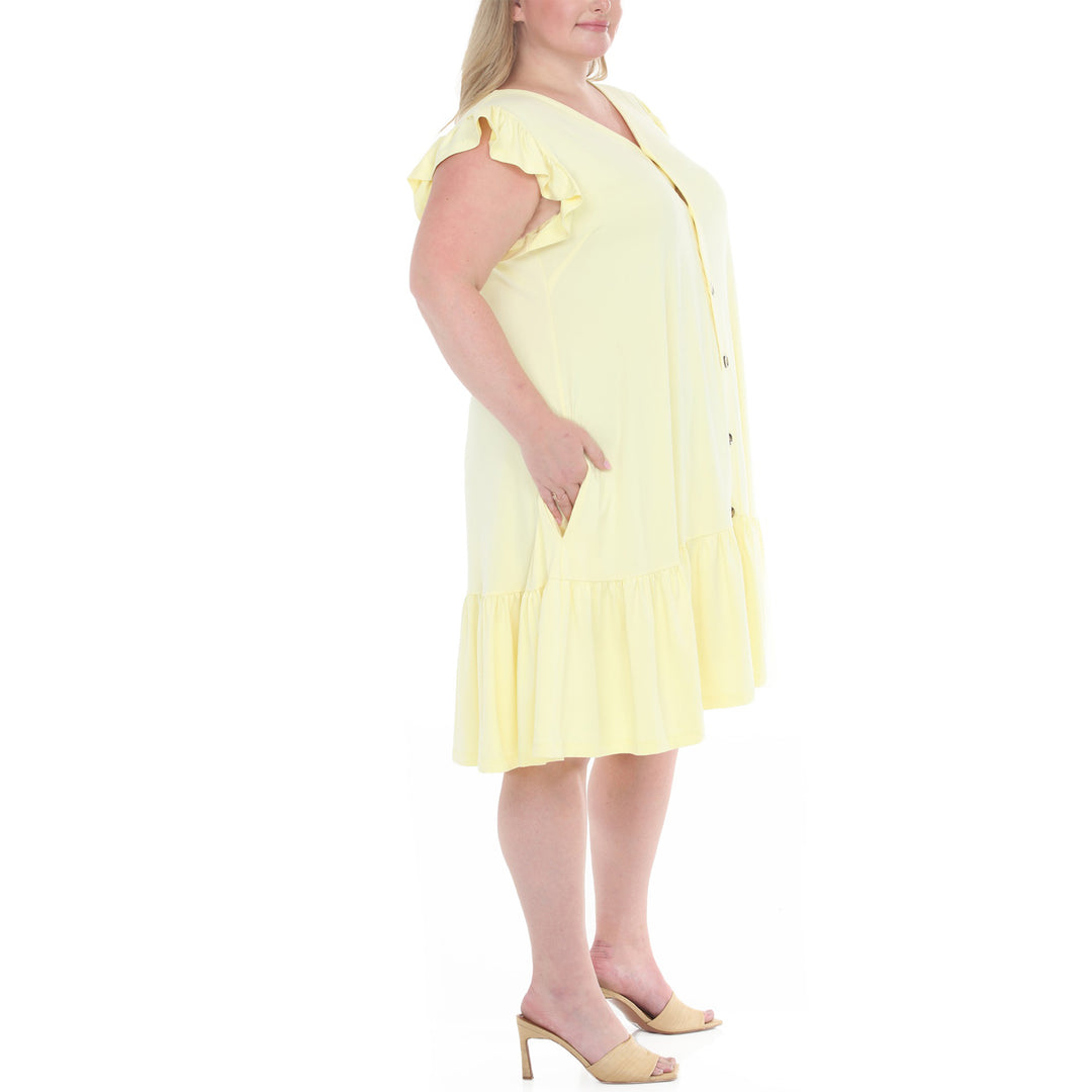 Plus Size Button Front Tiered Swing Dress