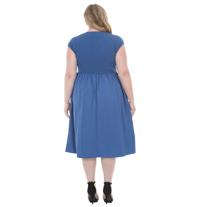 Plus Size Ultrasoft Cotton Knit to Woven Midi Dress