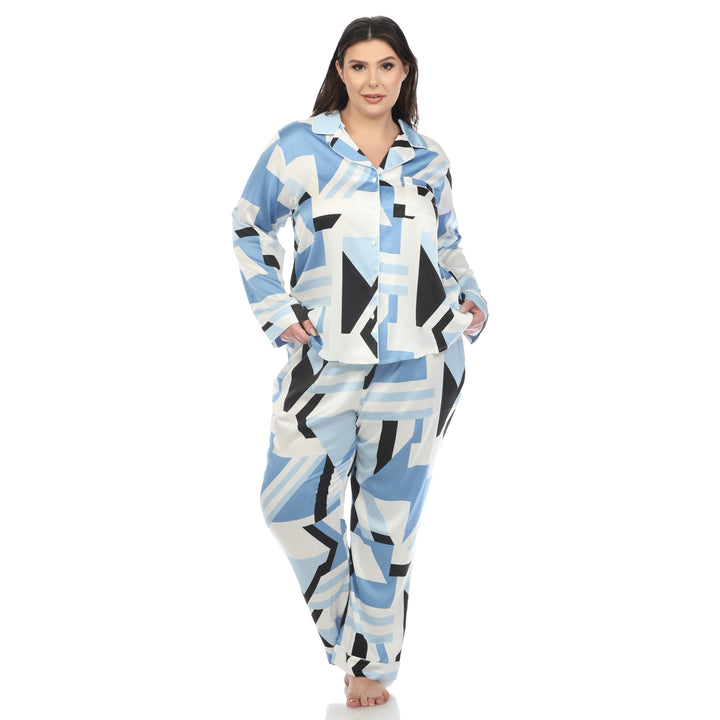 Women's Plus Size Printed Satin Pajama Set