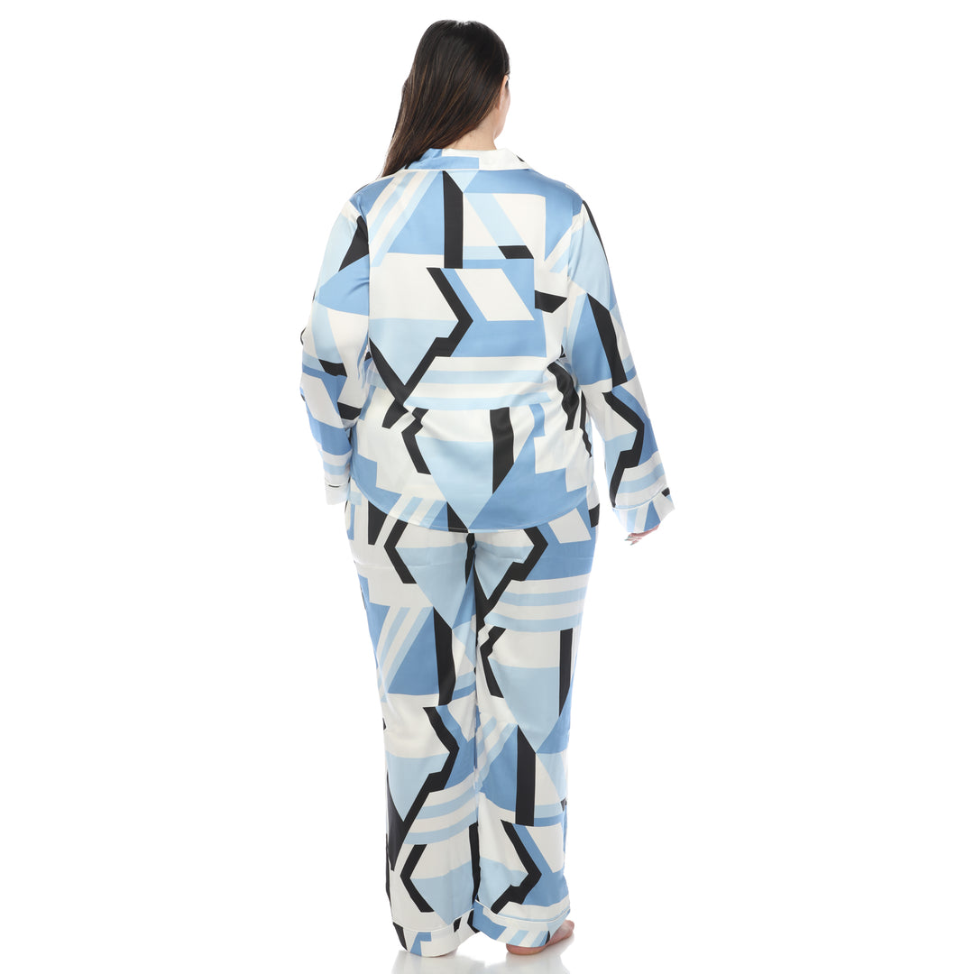 Women's Plus Size Printed Satin Pajama Set
