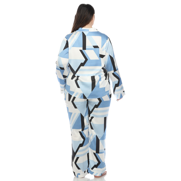 Women's Plus Size Printed Satin Pajama Set