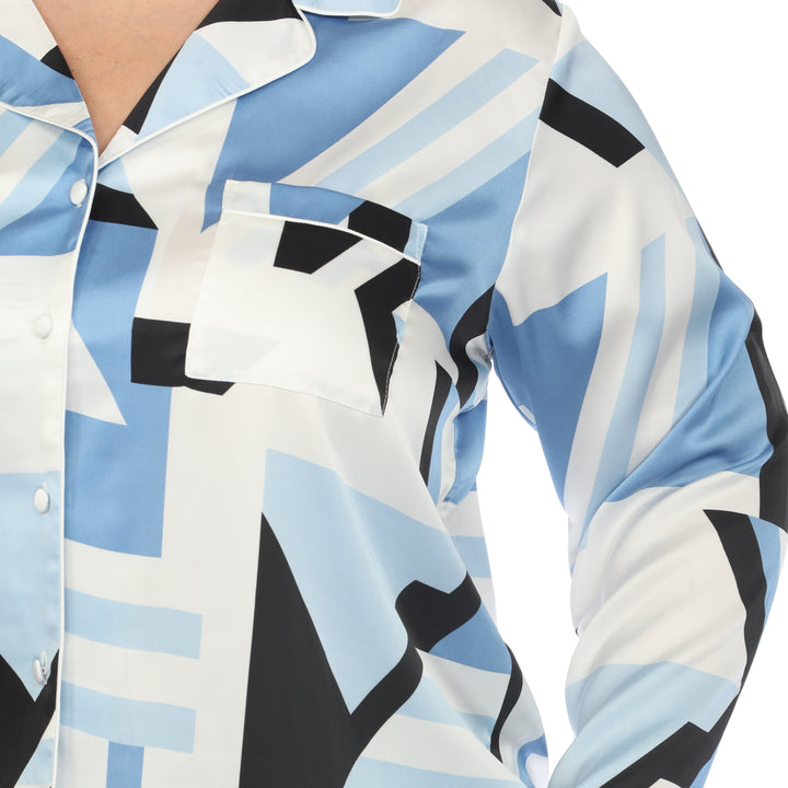 Women's Plus Size Printed Satin Pajama Set