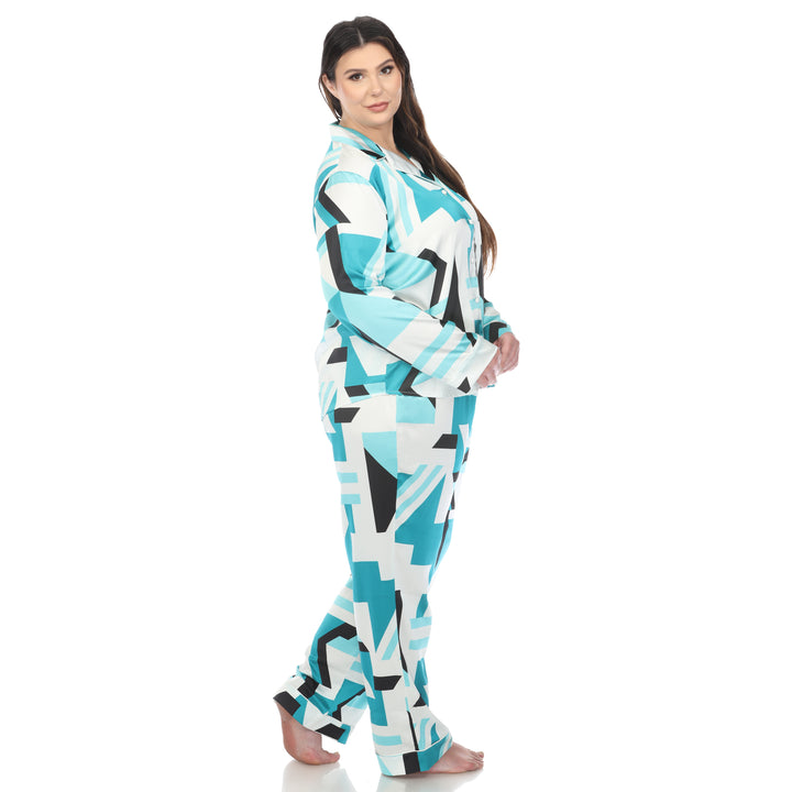 Women's Plus Size Printed Satin Pajama Set