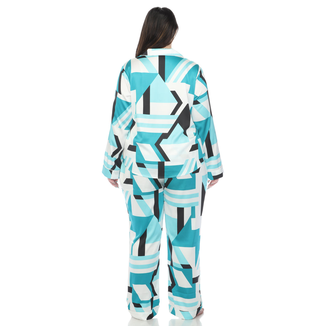 Women's Plus Size Printed Satin Pajama Set