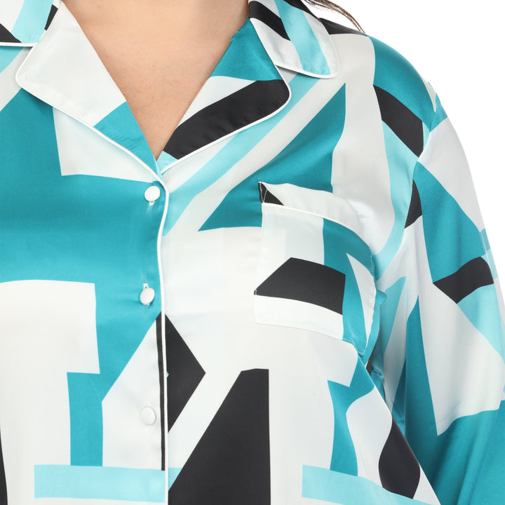 Women's Plus Size Printed Satin Pajama Set