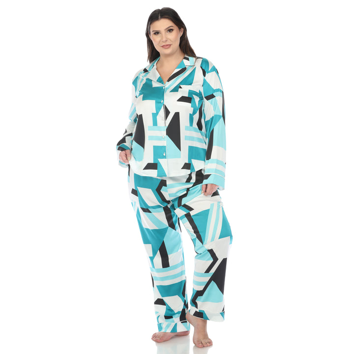 Women's Plus Size Printed Satin Pajama Set