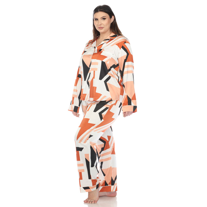 Women's Plus Size Printed Satin Pajama Set