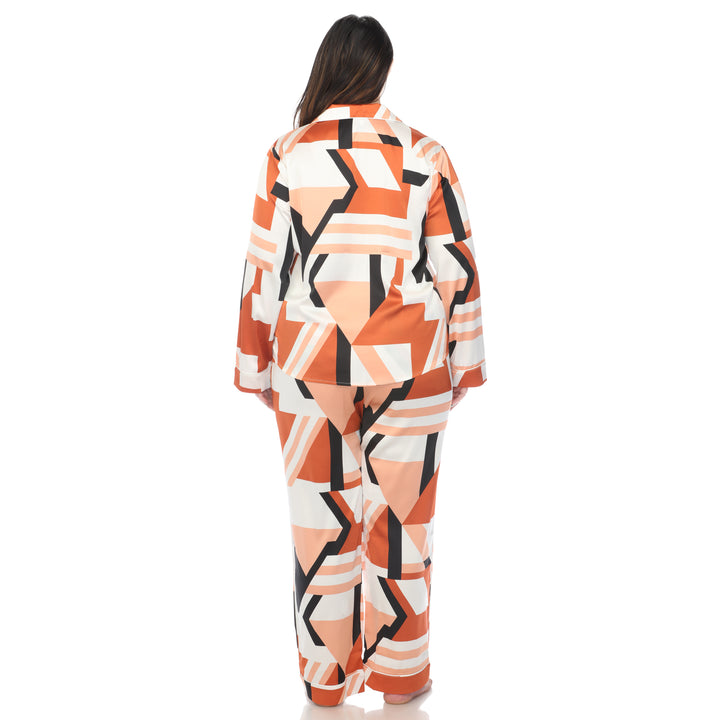 Women's Plus Size Printed Satin Pajama Set