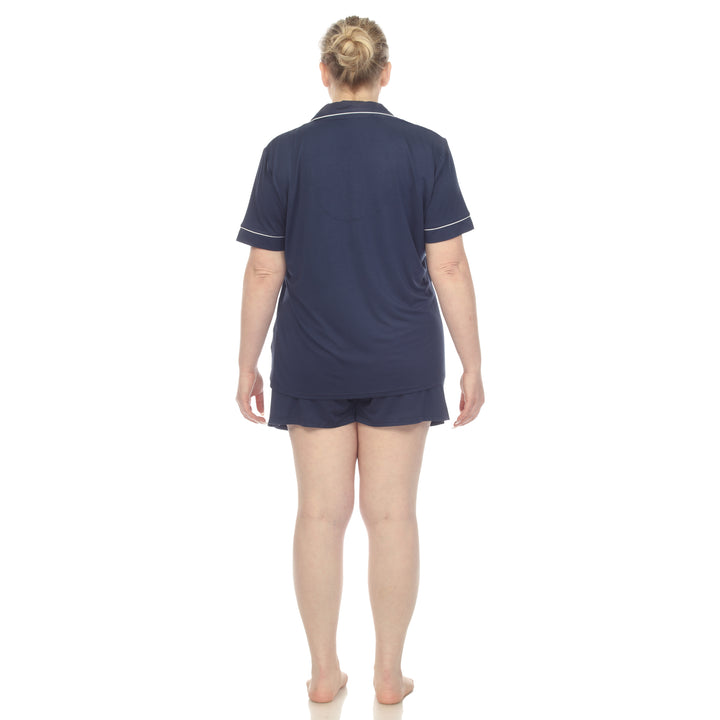 Women's Plus Size Short Sleeve Solid Pajama Set