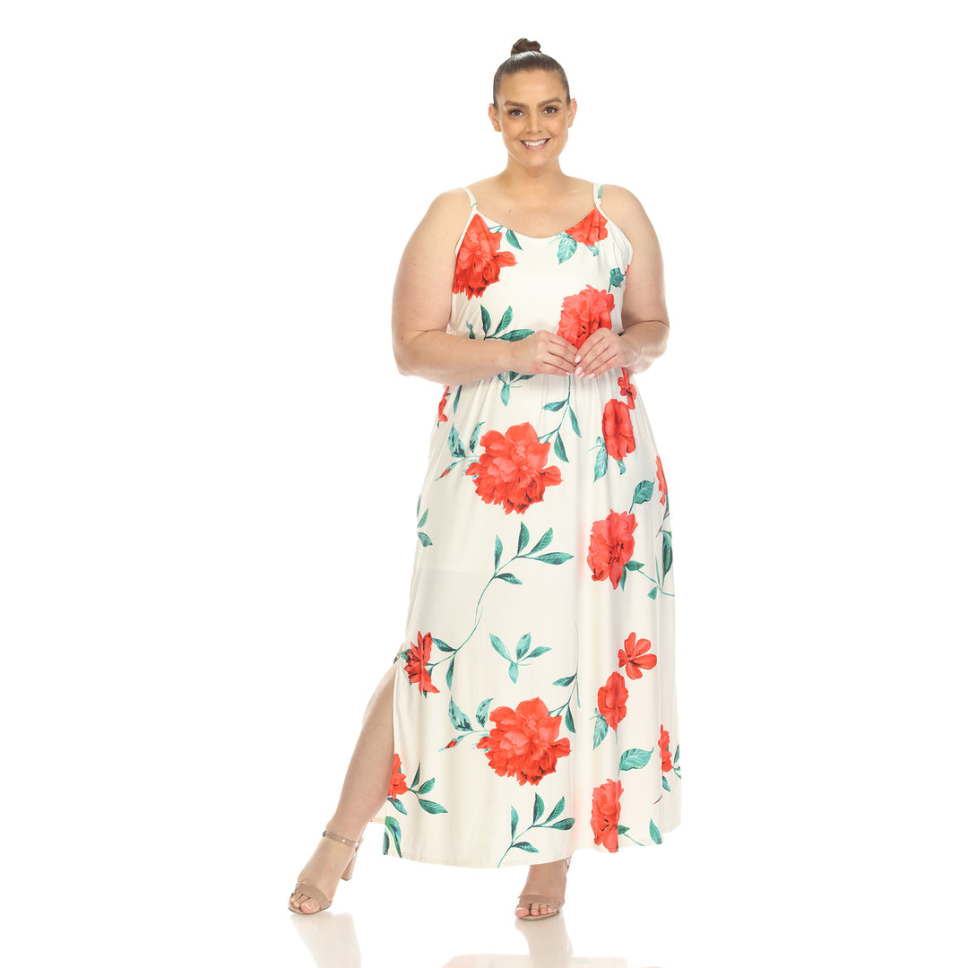 Women's Plus Size Floral Strap Maxi Dress