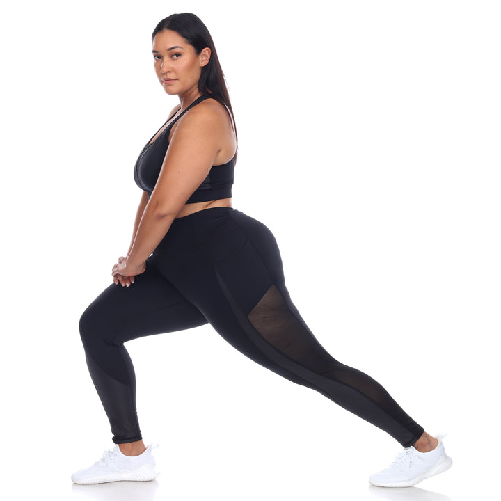 Plus Size High-Waist Mesh Fitness Leggings
