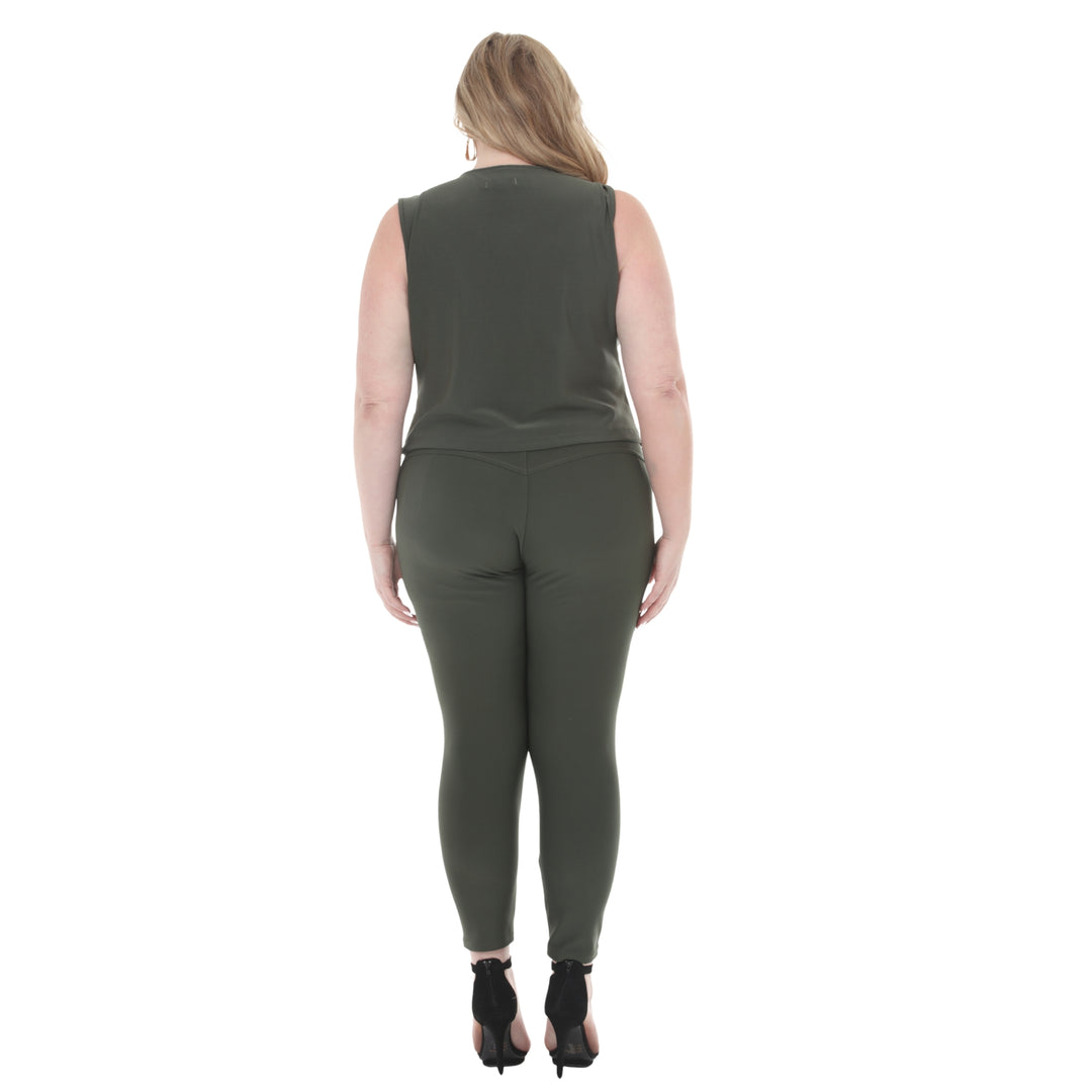 Plus Size Tailored Vest &amp; Ankle Pants Matching Set