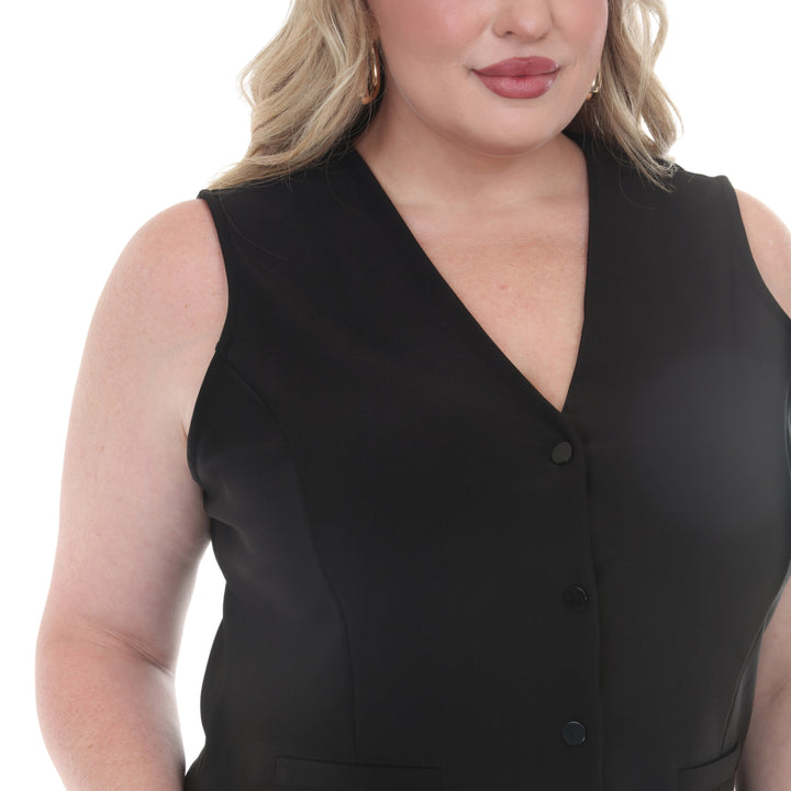 Plus Size Tailored Vest &amp; Ankle Pants Matching Set