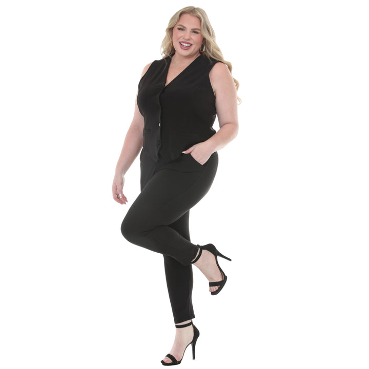 Plus Size Tailored Vest &amp; Ankle Pants Matching Set