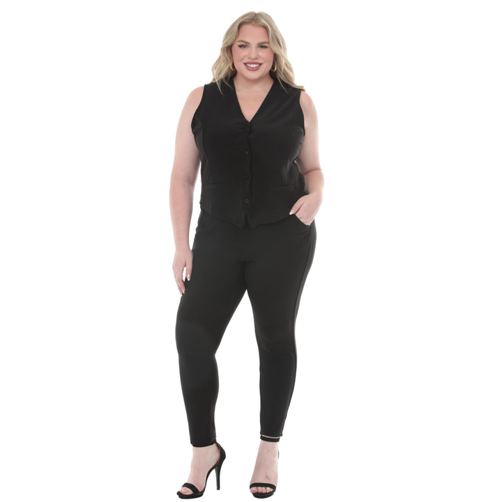 Plus Size Tailored Vest &amp; Ankle Pants Matching Set