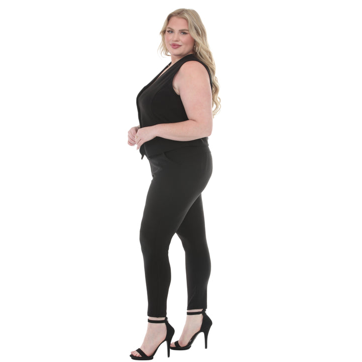 Plus Size Tailored Vest &amp; Ankle Pants Matching Set