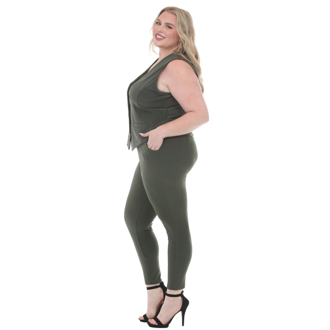 Plus Size Tailored Vest &amp; Ankle Pants Matching Set